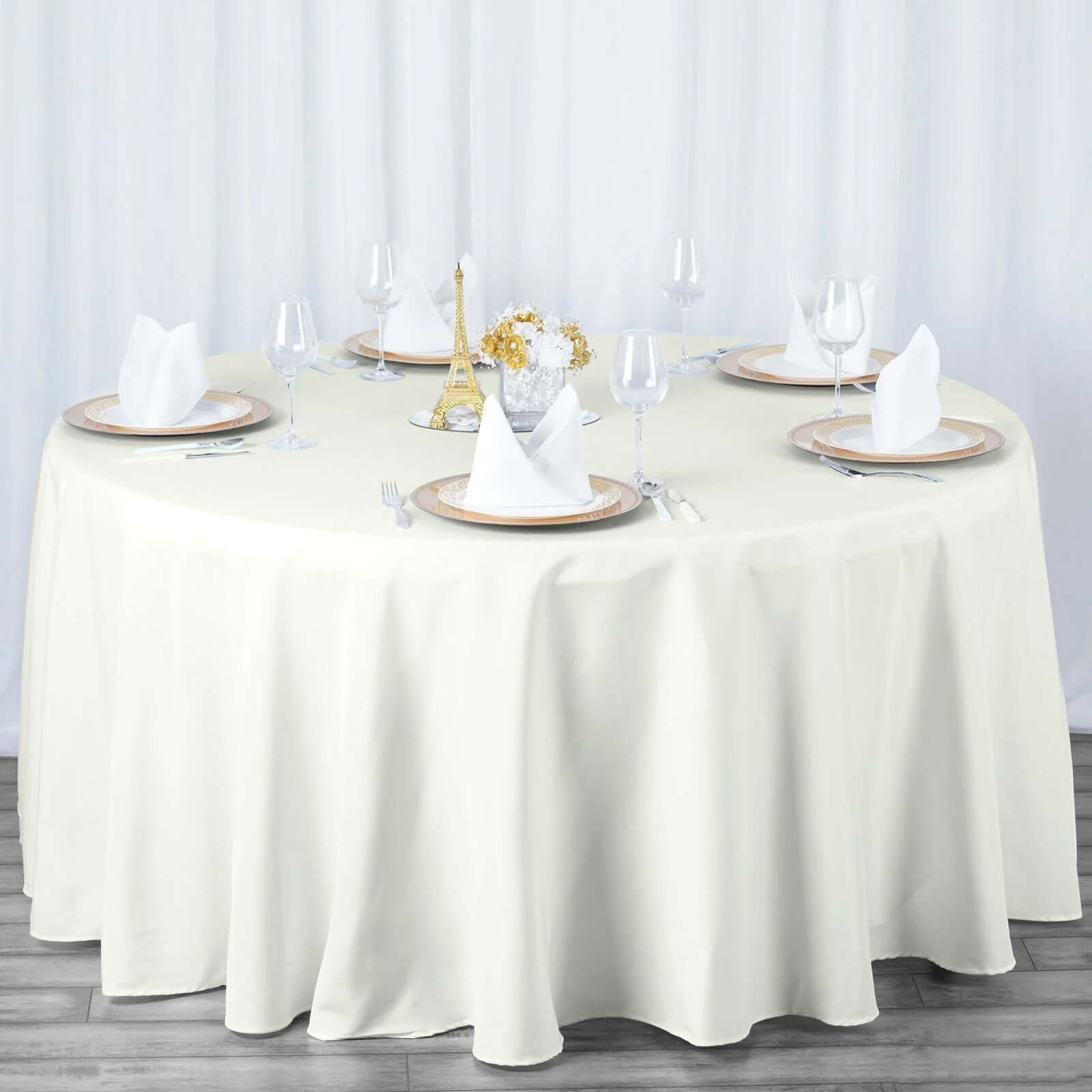 Premium Polyester 108" Round Tablecloth Ivory - Wrinkle - Resistant 220GSM Table Cover - NestOCart