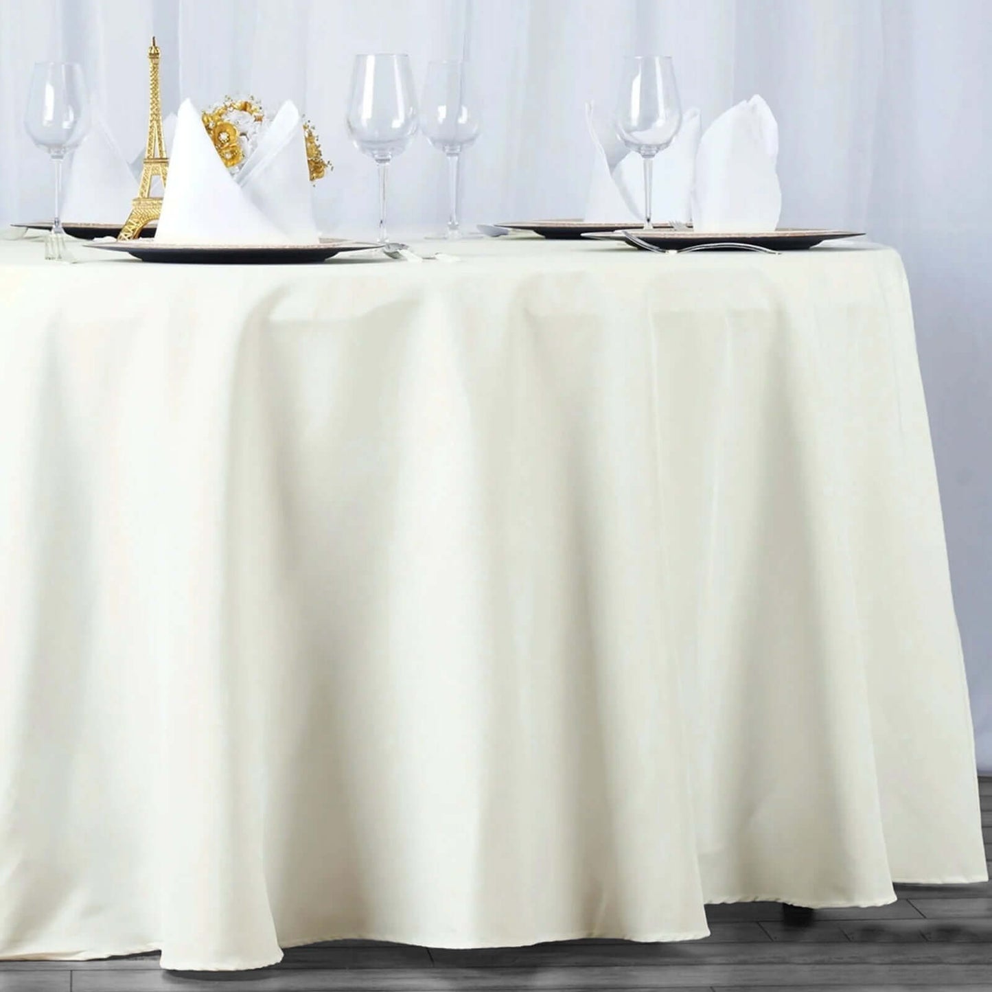 Premium Polyester 108" Round Tablecloth Ivory - Wrinkle - Resistant 220GSM Table Cover - NestOCart