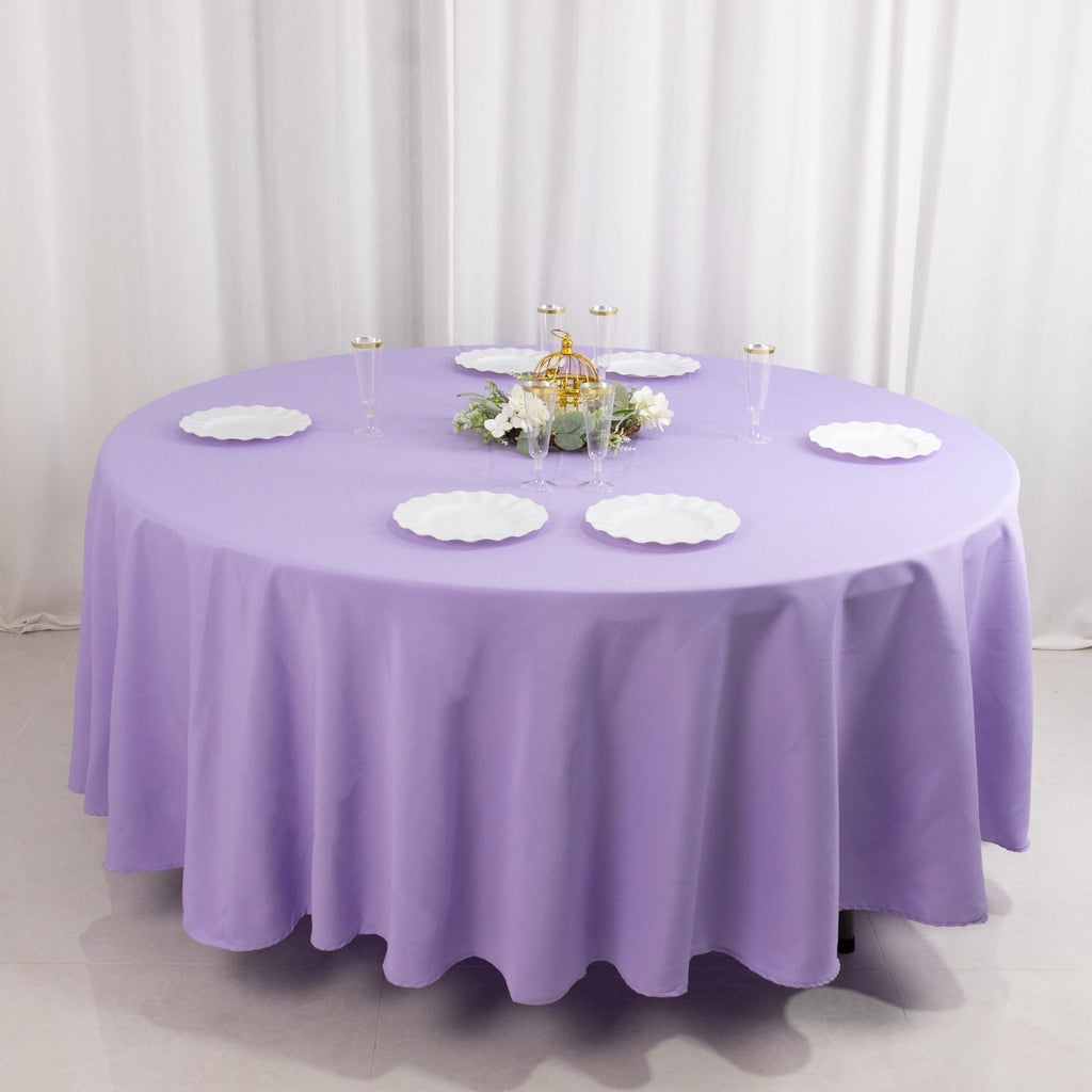 Premium Polyester 108" Round Tablecloth Lavender Lilac - Wrinkle - Resistant 220GSM Table Cover - Bell Racket Store
