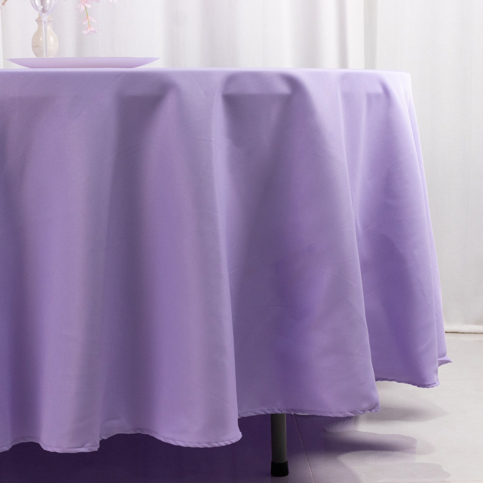 Premium Polyester 108" Round Tablecloth Lavender Lilac - Wrinkle - Resistant 220GSM Table Cover - Bell Racket Store