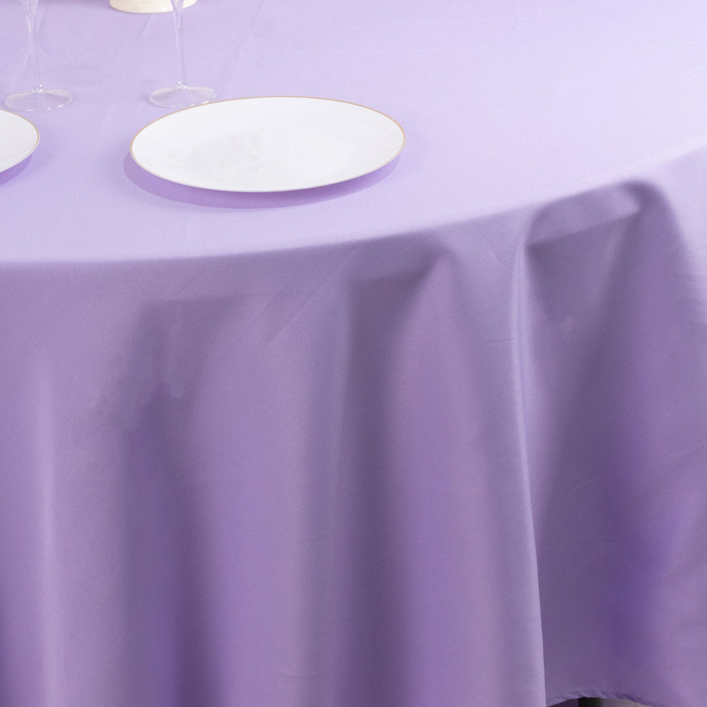 Premium Polyester 108" Round Tablecloth Lavender Lilac - Wrinkle - Resistant 220GSM Table Cover - Bell Racket Store
