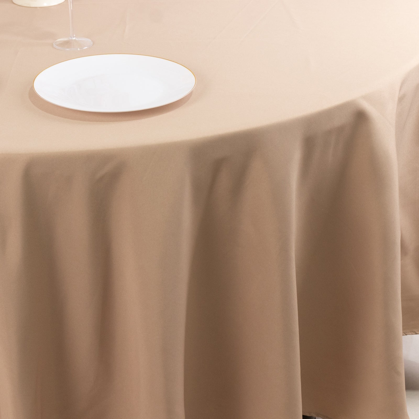 Premium Polyester 108" Round Tablecloth Nude - Wrinkle - Resistant 220GSM Table Cover - Bell Racket Store