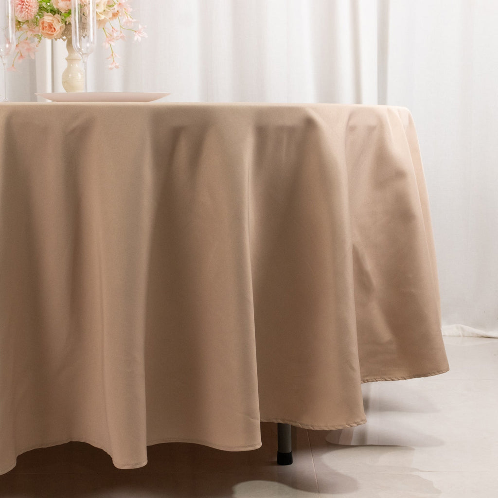 Premium Polyester 108" Round Tablecloth Nude - Wrinkle - Resistant 220GSM Table Cover - Bell Racket Store