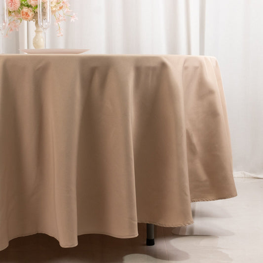 Premium Polyester 108" Round Tablecloth Nude - Wrinkle - Resistant 220GSM Table Cover - Bell Racket Store