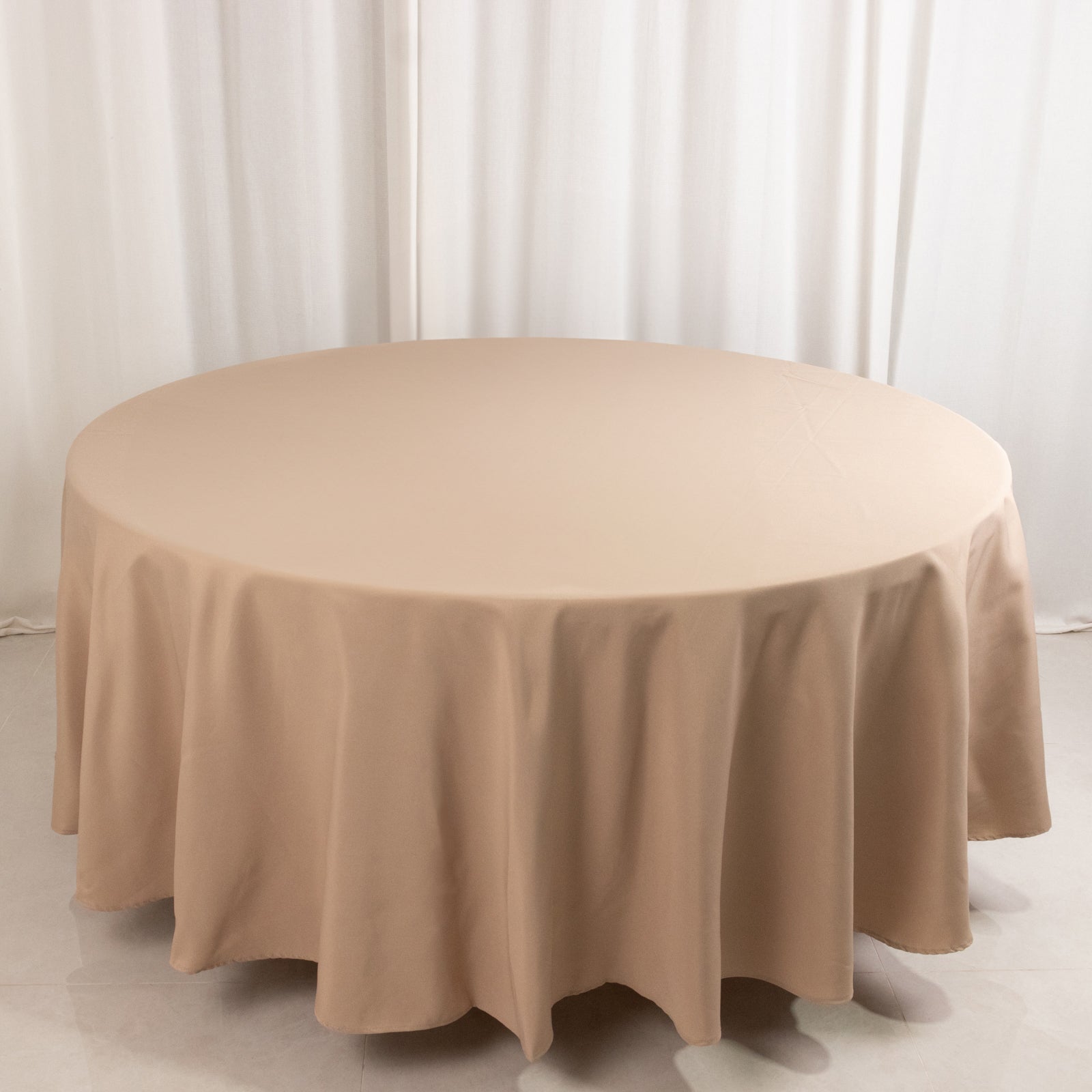 Premium Polyester 108" Round Tablecloth Nude - Wrinkle - Resistant 220GSM Table Cover - Bell Racket Store
