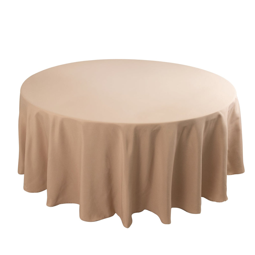 Premium Polyester 108" Round Tablecloth Nude - Wrinkle - Resistant 220GSM Table Cover - Bell Racket Store