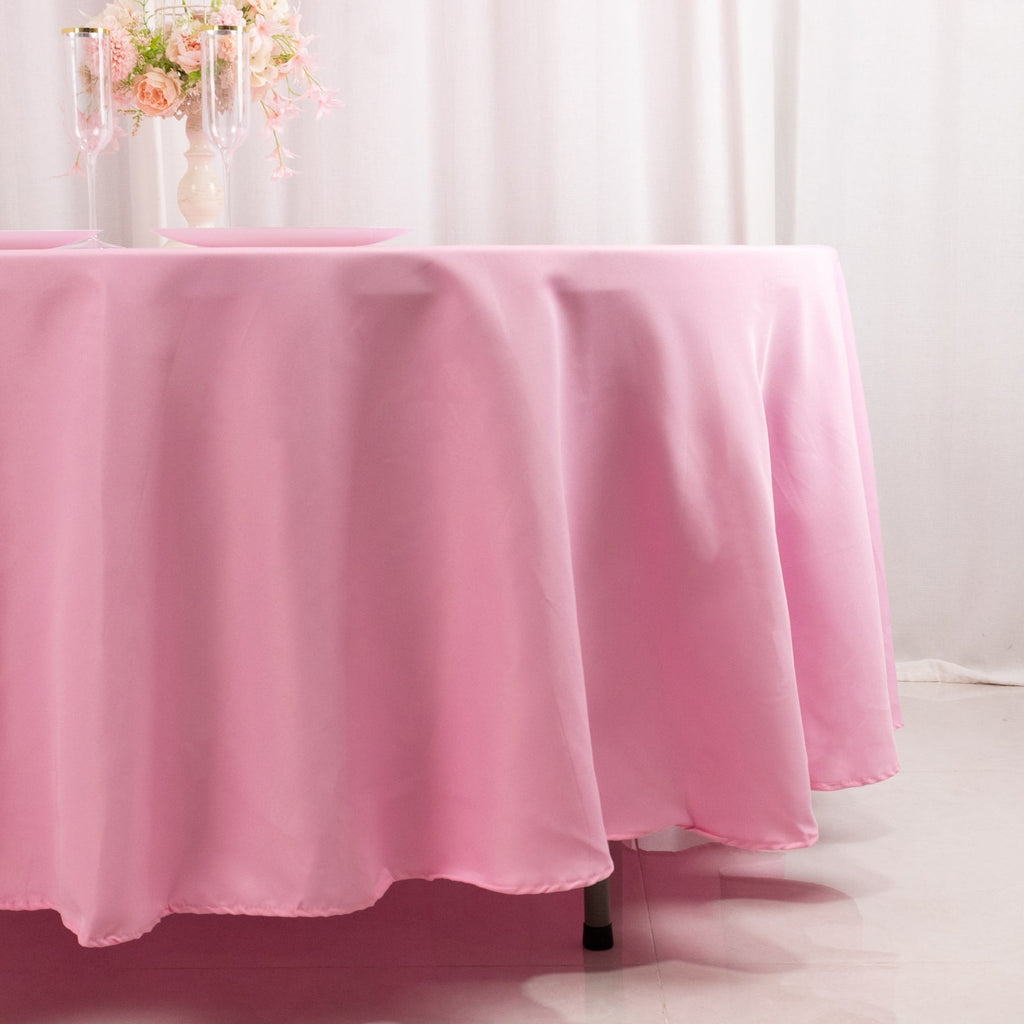 Premium Polyester 108" Round Tablecloth Pink - Wrinkle - Resistant 220GSM Table Cover - Bell Racket Store