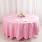 Premium Polyester 108" Round Tablecloth Pink - Wrinkle - Resistant 220GSM Table Cover - Bell Racket Store