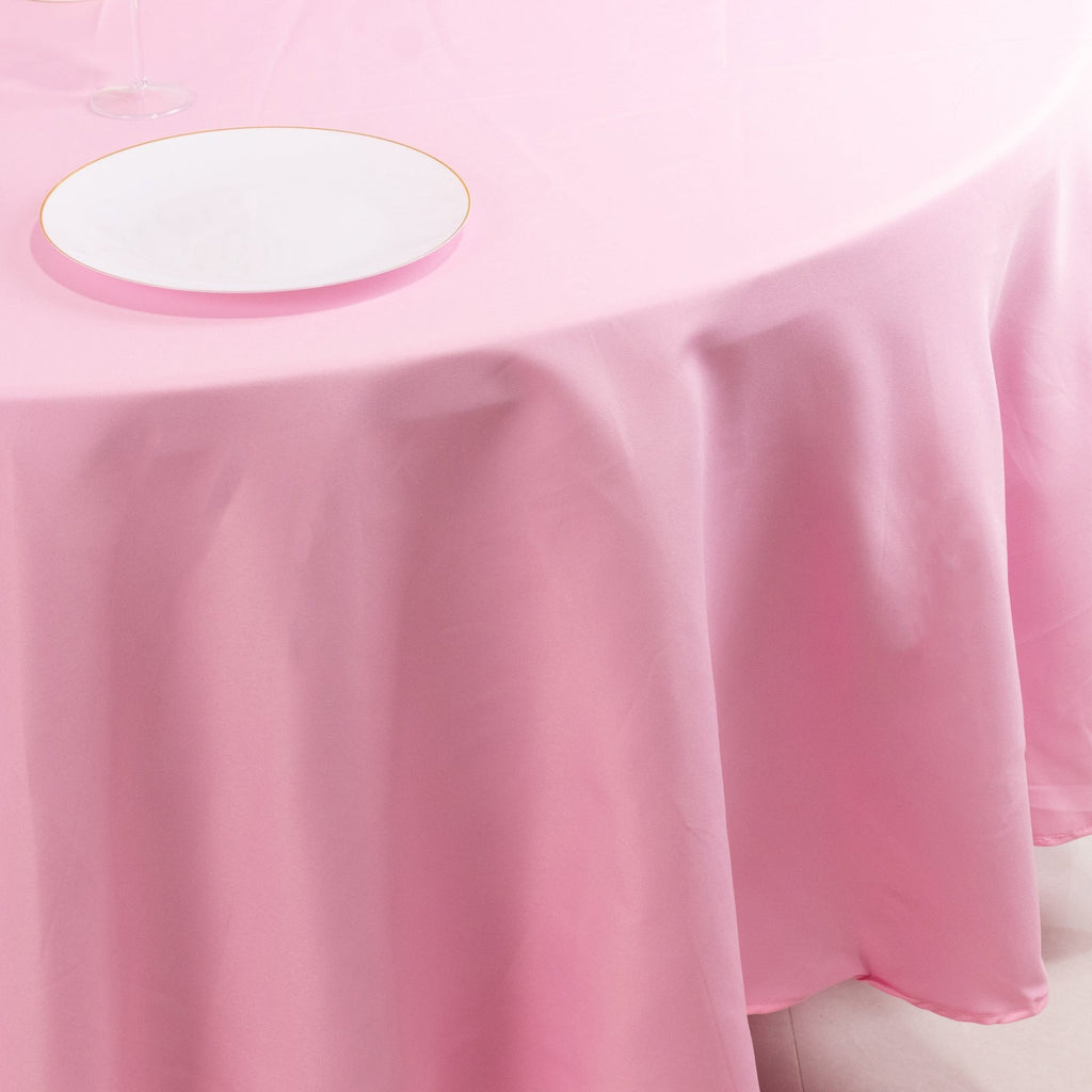 Premium Polyester 108" Round Tablecloth Pink - Wrinkle - Resistant 220GSM Table Cover - Bell Racket Store