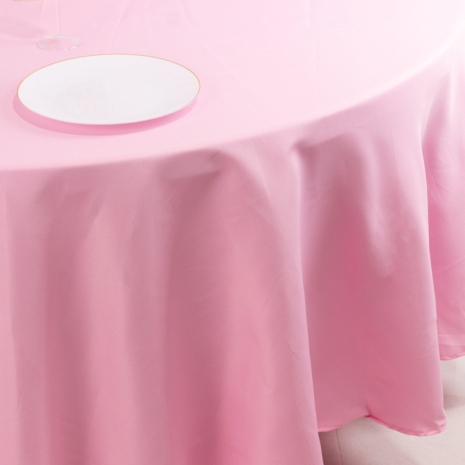Premium Polyester 108" Round Tablecloth Pink - Wrinkle - Resistant 220GSM Table Cover - Bell Racket Store