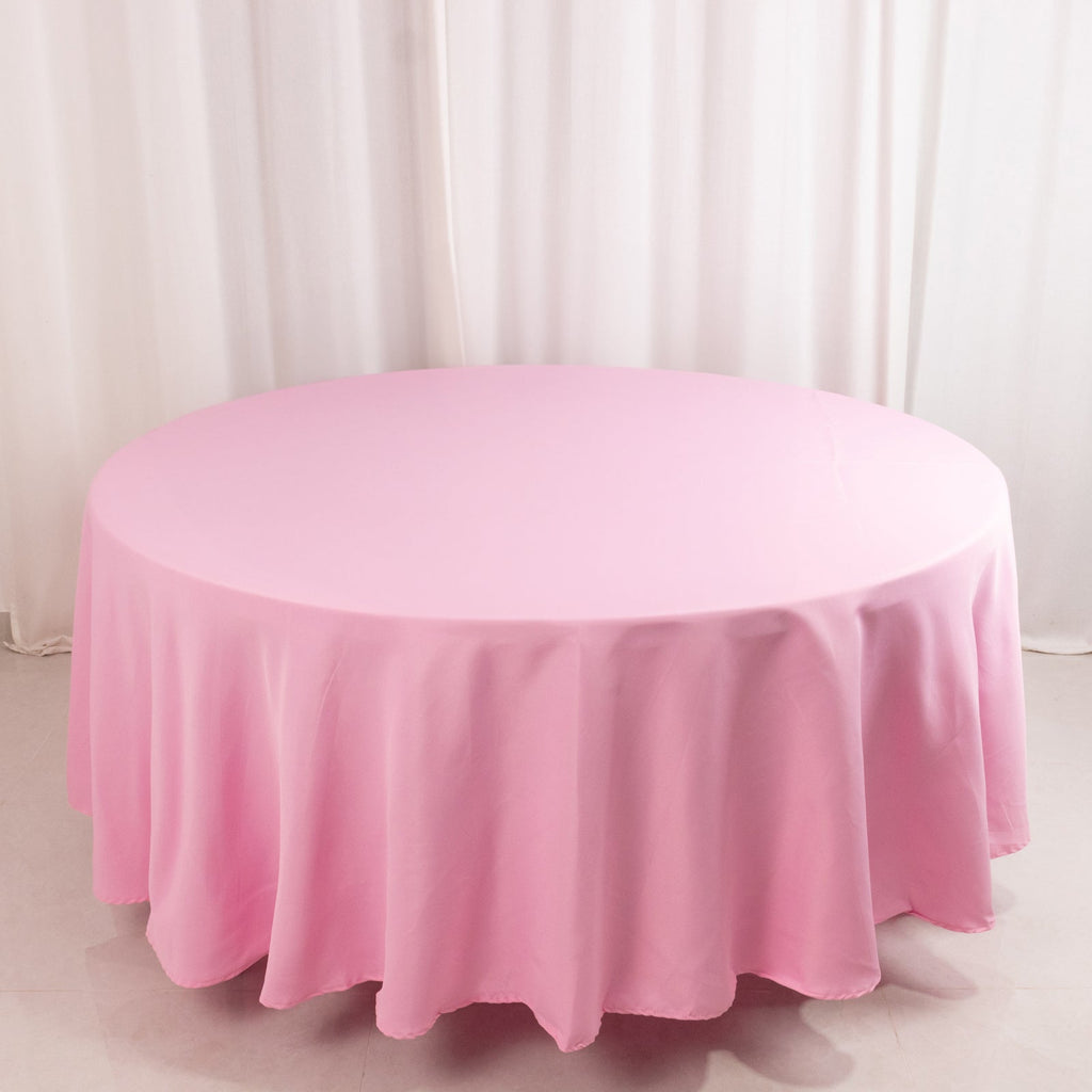 Premium Polyester 108" Round Tablecloth Pink - Wrinkle - Resistant 220GSM Table Cover - Bell Racket Store