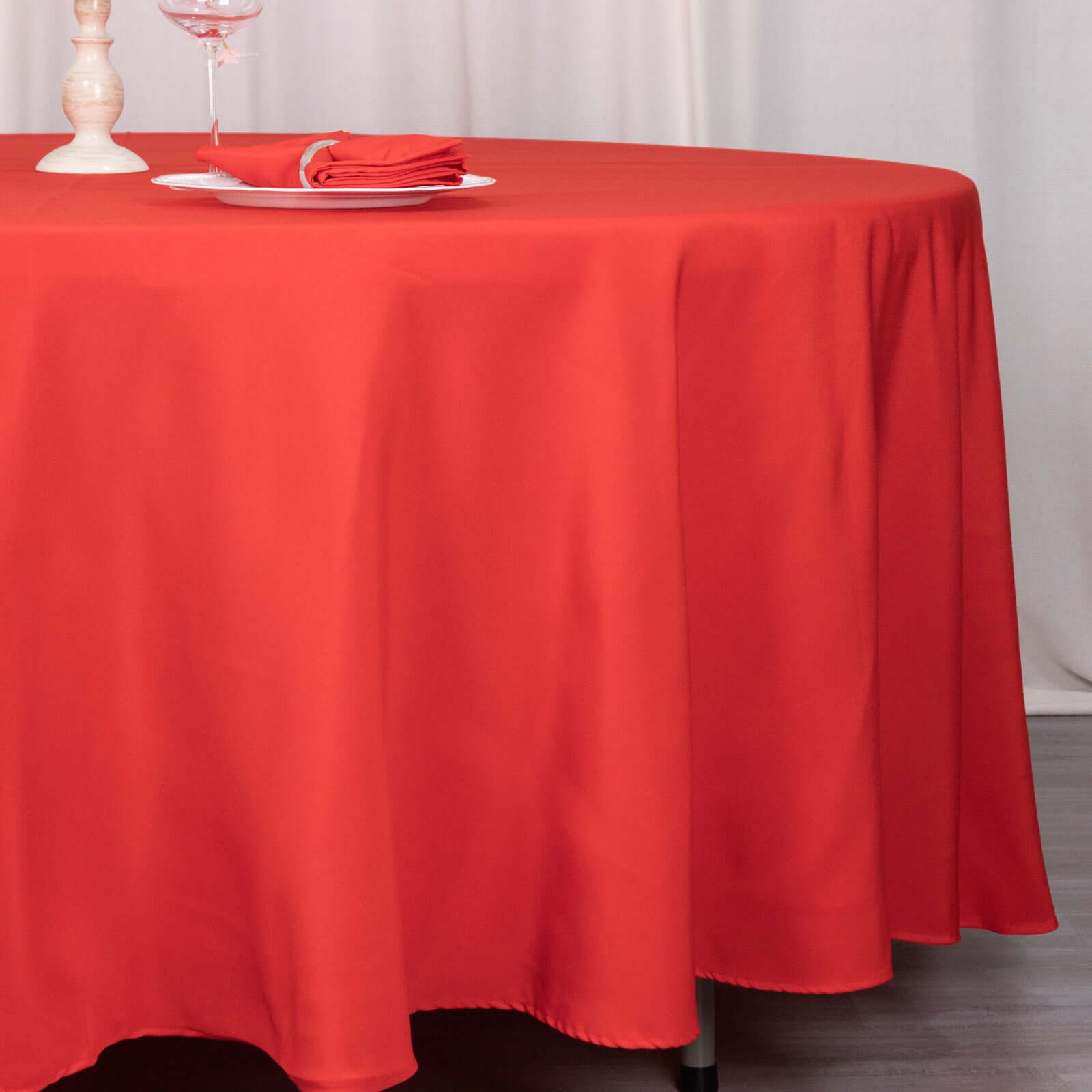 Premium Polyester 108" Round Tablecloth Red - Wrinkle - Resistant 220GSM Table Cover - Bell Racket Store