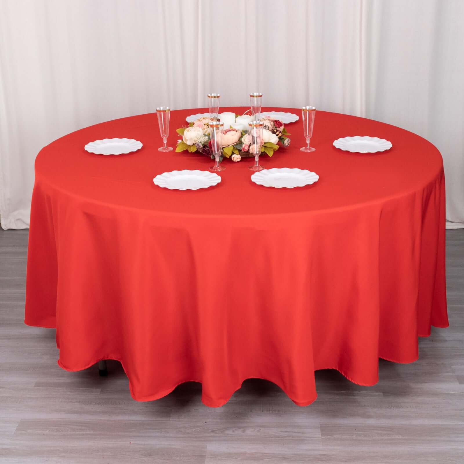 Premium Polyester 108" Round Tablecloth Red - Wrinkle - Resistant 220GSM Table Cover - Bell Racket Store