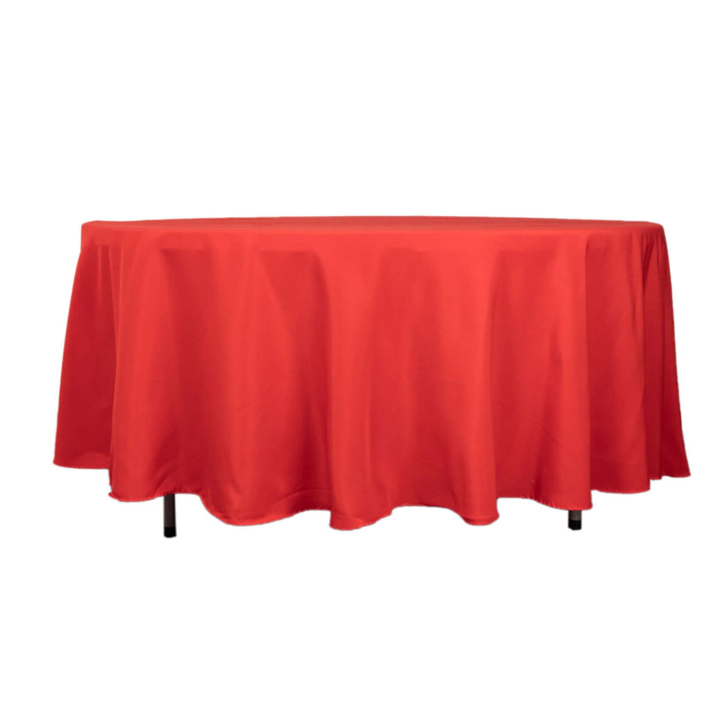 Premium Polyester 108" Round Tablecloth Red - Wrinkle - Resistant 220GSM Table Cover - Bell Racket Store