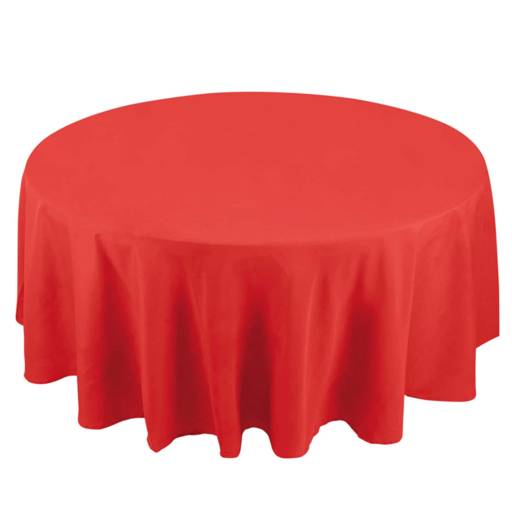 Premium Polyester 108" Round Tablecloth Red - Wrinkle - Resistant 220GSM Table Cover - Bell Racket Store