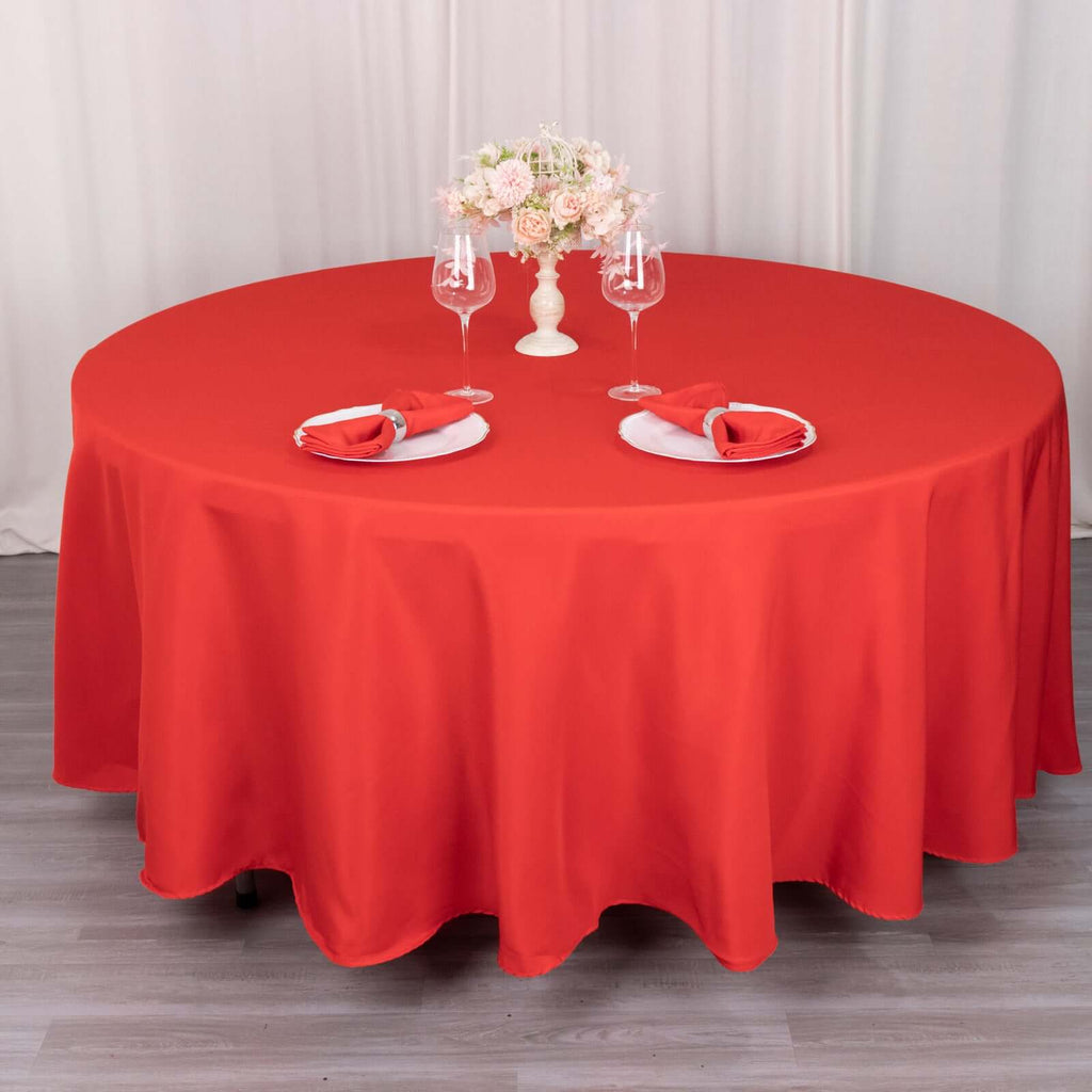 Premium Polyester 108" Round Tablecloth Red - Wrinkle - Resistant 220GSM Table Cover - Bell Racket Store