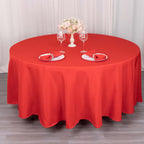 Premium Polyester 108" Round Tablecloth Red - Wrinkle - Resistant 220GSM Table Cover - Bell Racket Store