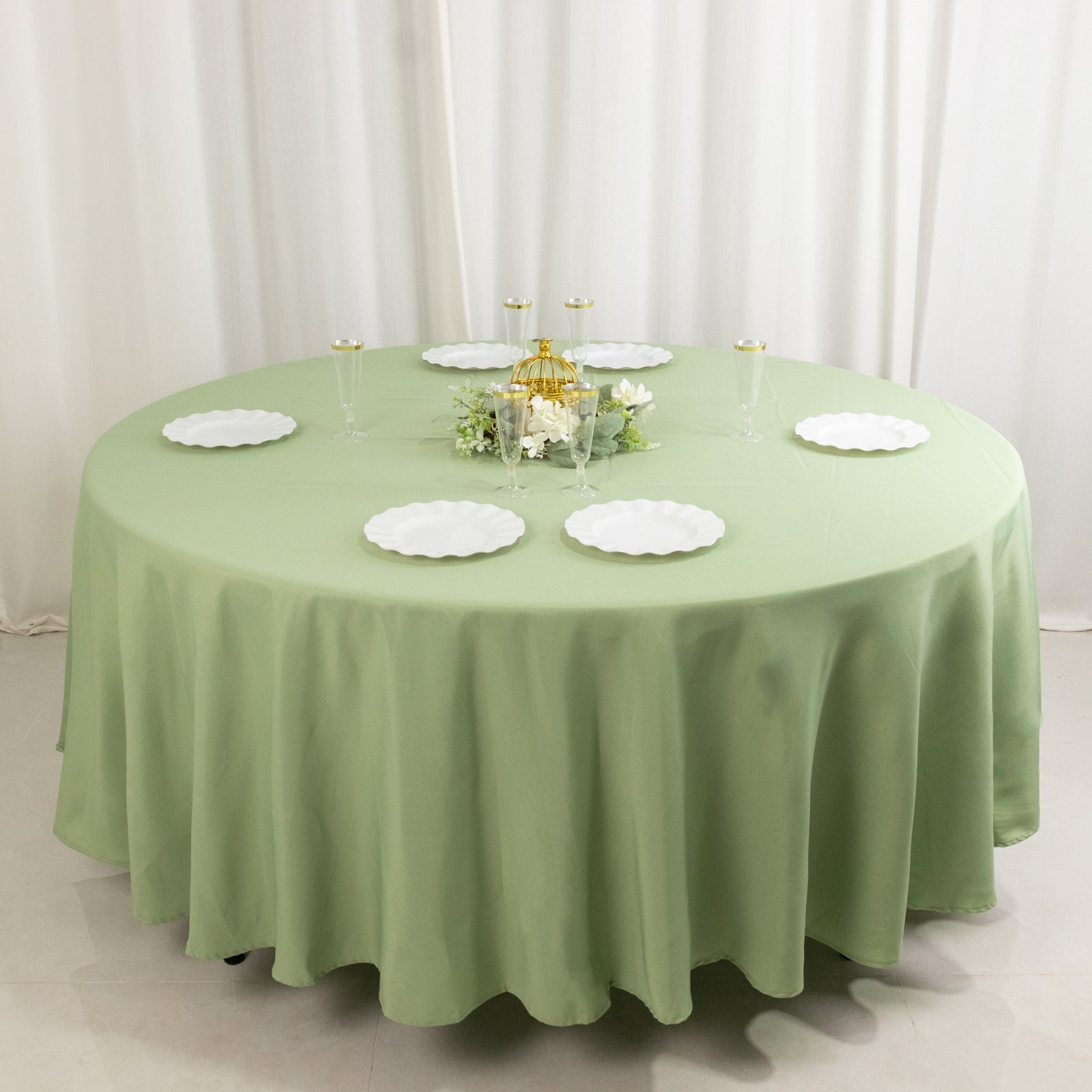Premium Polyester 108" Round Tablecloth Sage Green - Wrinkle - Resistant 220GSM Table Cover - Bell Racket Store