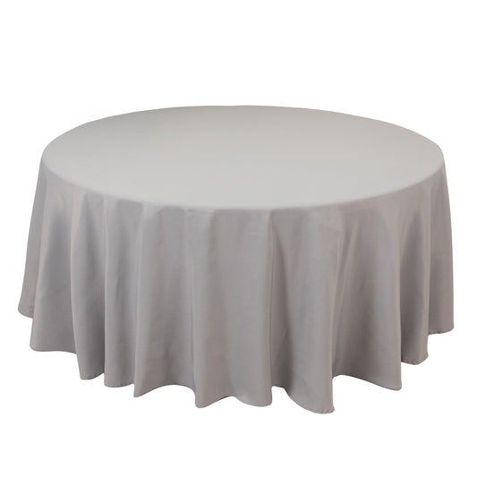 Premium Polyester 108" Round Tablecloth Silver - Wrinkle - Resistant 220GSM Table Cover - Bell Racket Store