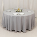 Premium Polyester 108" Round Tablecloth Silver - Wrinkle - Resistant 220GSM Table Cover - Bell Racket Store