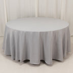 Premium Polyester 108" Round Tablecloth Silver - Wrinkle - Resistant 220GSM Table Cover - Bell Racket Store