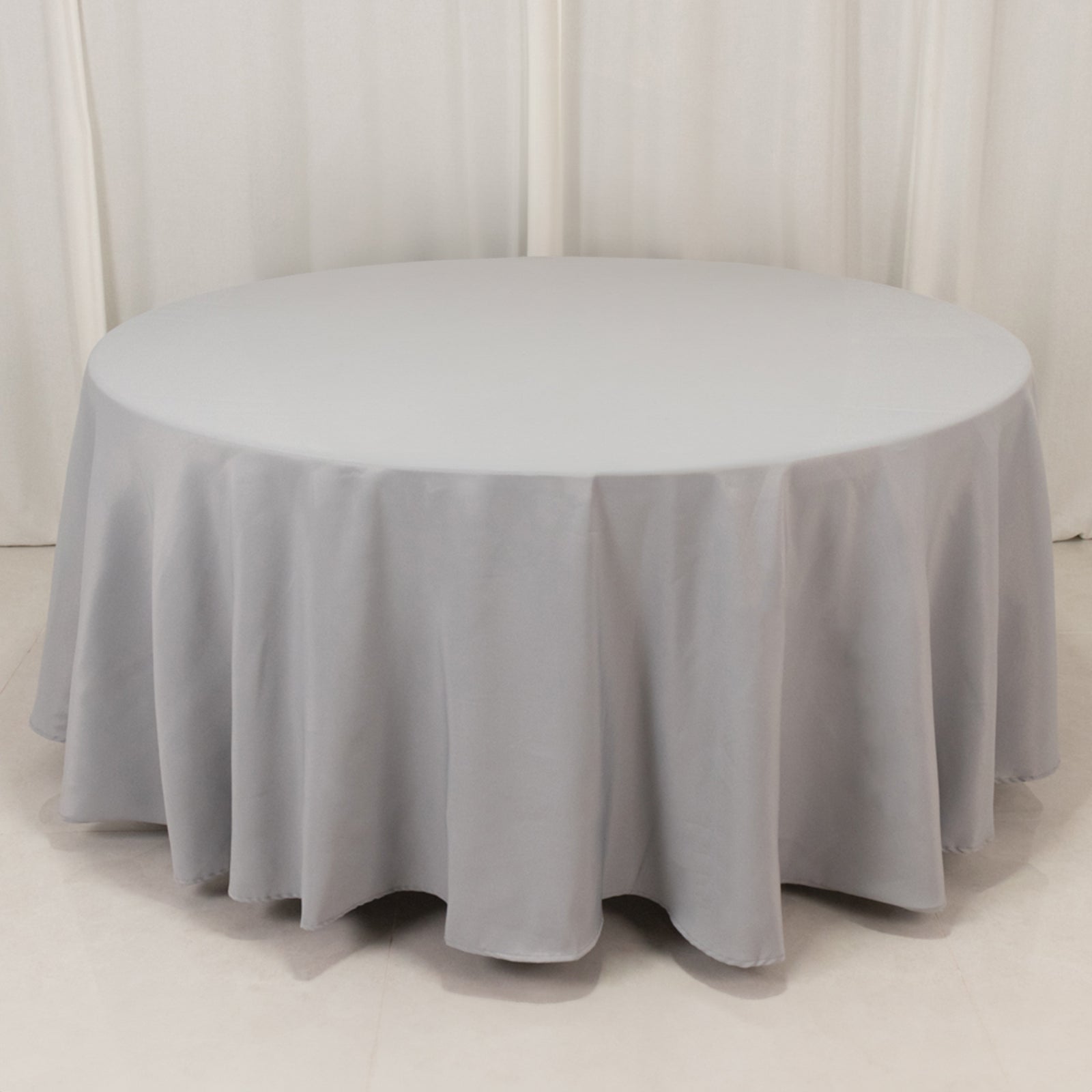 Premium Polyester 108" Round Tablecloth Silver - Wrinkle - Resistant 220GSM Table Cover - Bell Racket Store