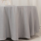 Premium Polyester 108" Round Tablecloth Silver - Wrinkle - Resistant 220GSM Table Cover - Bell Racket Store