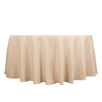 Premium Polyester 120" Round Tablecloth Beige - Seamless 220GSM Wrinkle - Resistant Table Cover - Bell Racket Store