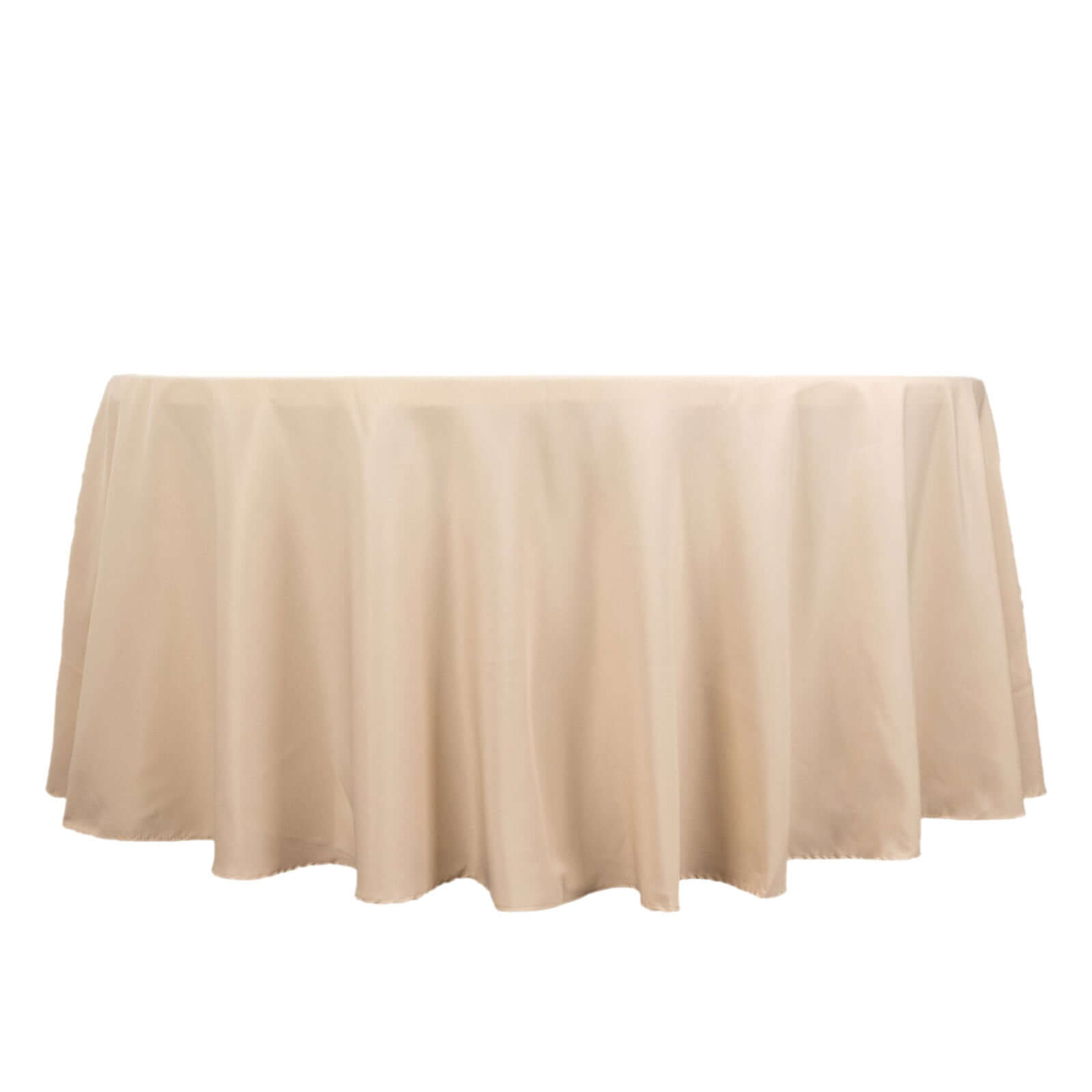 Premium Polyester 120" Round Tablecloth Beige - Seamless 220GSM Wrinkle - Resistant Table Cover - Bell Racket Store