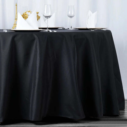 Premium Polyester 120" Round Tablecloth Black - Seamless 220GSM Wrinkle - Resistant Design for Classy Events - NestOCart