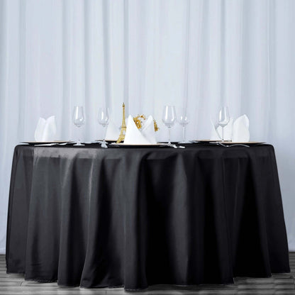 Premium Polyester 120" Round Tablecloth Black - Seamless 220GSM Wrinkle - Resistant Design for Classy Events - NestOCart