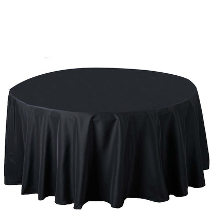 Premium Polyester 120" Round Tablecloth Black - Seamless 220GSM Wrinkle - Resistant Design for Classy Events - NestOCart