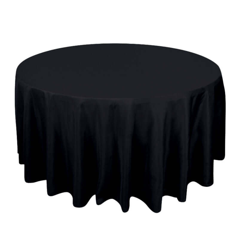 Premium Polyester 120" Round Tablecloth Black - Seamless 220GSM Wrinkle - Resistant Design for Classy Events - NestOCart