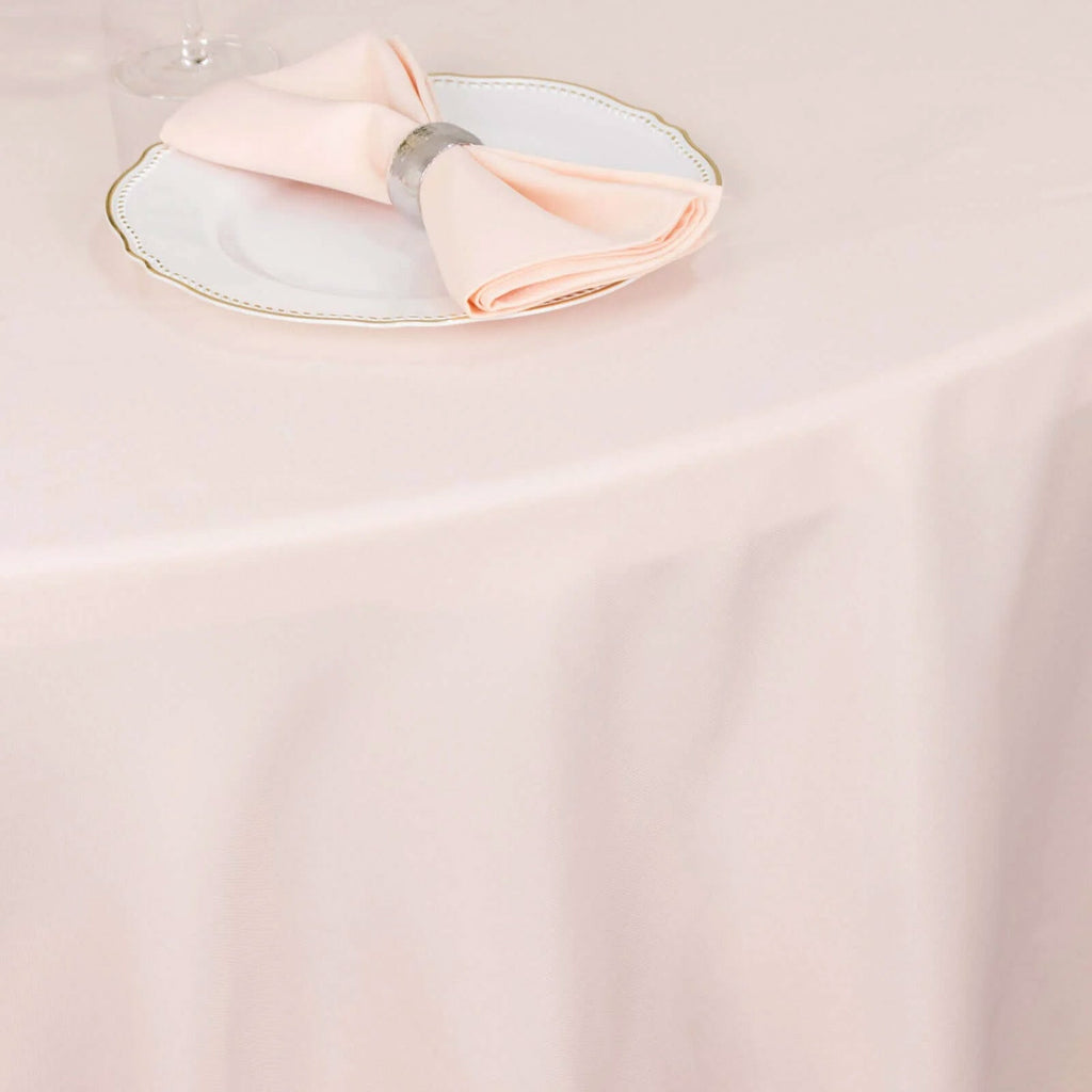 Premium Polyester 120" Round Tablecloth Blush - Seamless 220GSM Wrinkle - Resistant Table Cover - Bell Racket Store