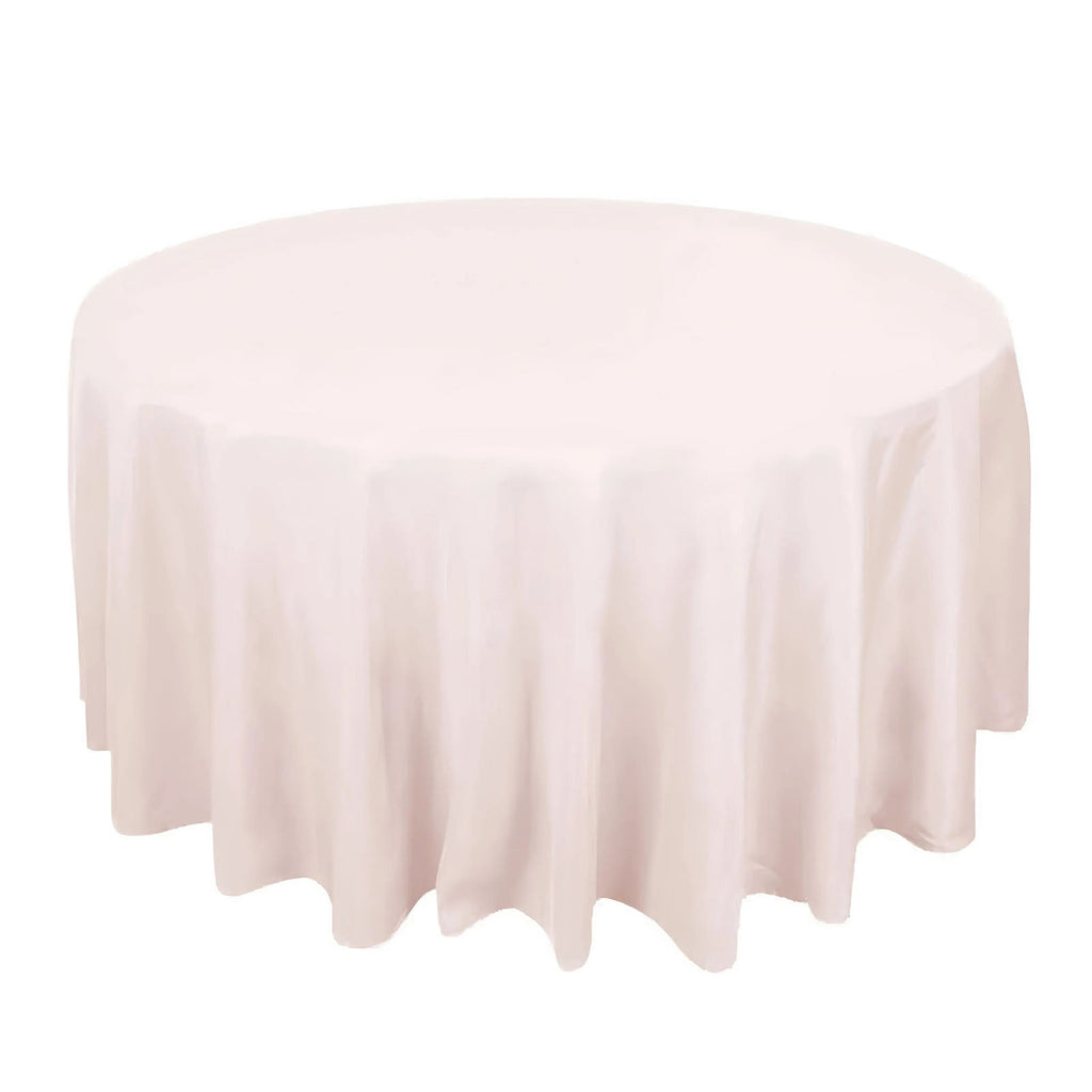 Premium Polyester 120" Round Tablecloth Blush - Seamless 220GSM Wrinkle - Resistant Table Cover - Bell Racket Store