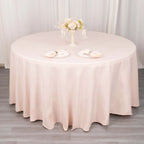 Premium Polyester 120" Round Tablecloth Blush - Seamless 220GSM Wrinkle - Resistant Table Cover - Bell Racket Store