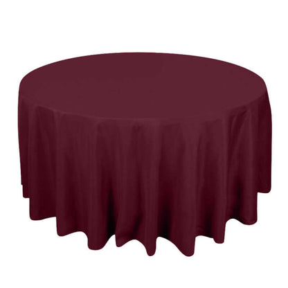 Premium Polyester 120" Round Tablecloth Burgundy - Seamless 220GSM Wrinkle-Resistant Table Cover
