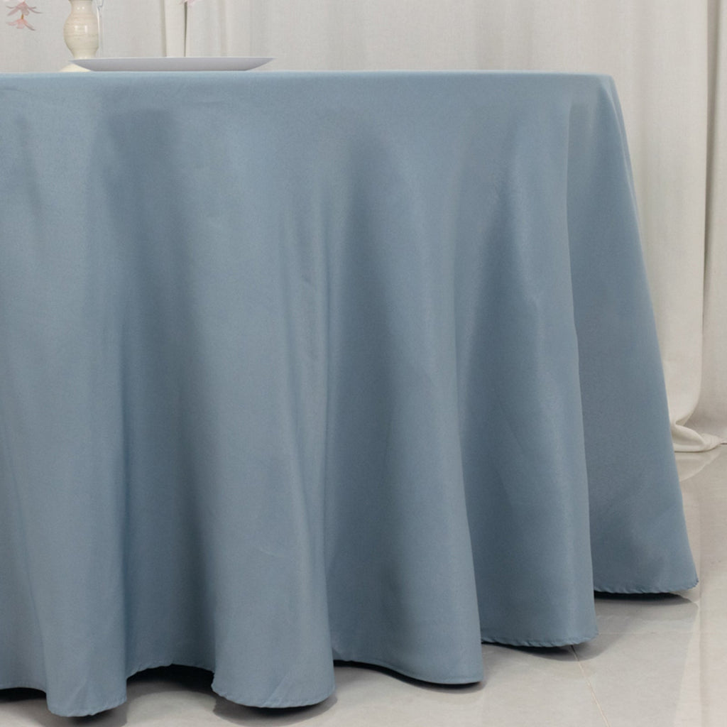 Premium Polyester 120" Round Tablecloth Dusty Blue - Seamless 220GSM Wrinkle - Resistant Table Cover - Bell Racket Store