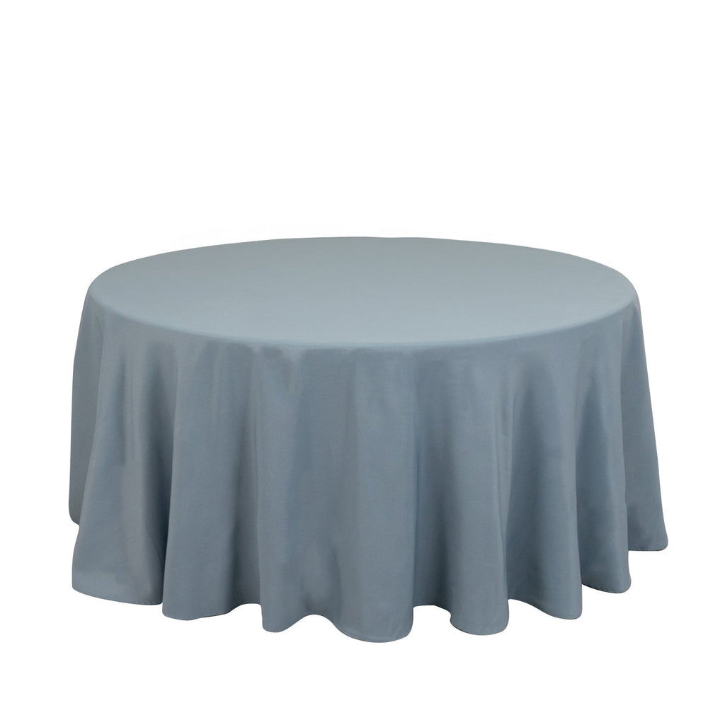 Premium Polyester 120" Round Tablecloth Dusty Blue - Seamless 220GSM Wrinkle - Resistant Table Cover - Bell Racket Store