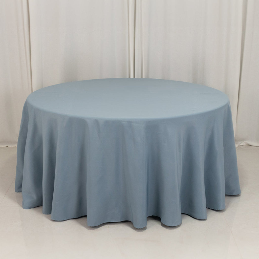 Premium Polyester 120" Round Tablecloth Dusty Blue - Seamless 220GSM Wrinkle - Resistant Table Cover - Bell Racket Store