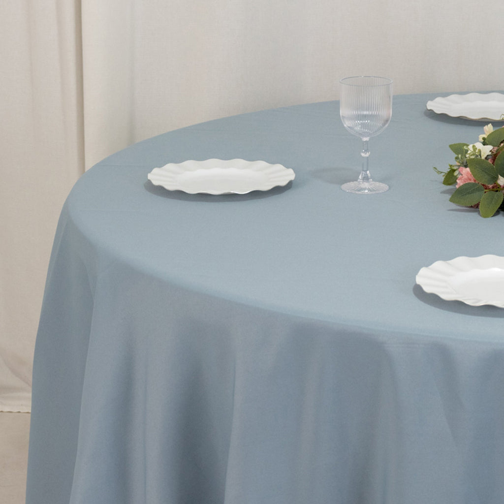 Premium Polyester 120" Round Tablecloth Dusty Blue - Seamless 220GSM Wrinkle - Resistant Table Cover - Bell Racket Store