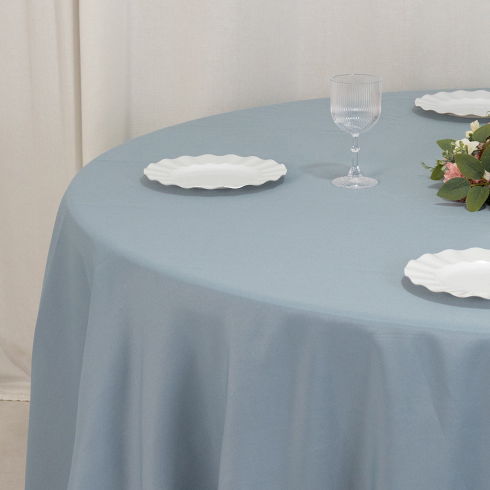 Premium Polyester 120" Round Tablecloth Dusty Blue - Seamless 220GSM Wrinkle - Resistant Table Cover - Bell Racket Store