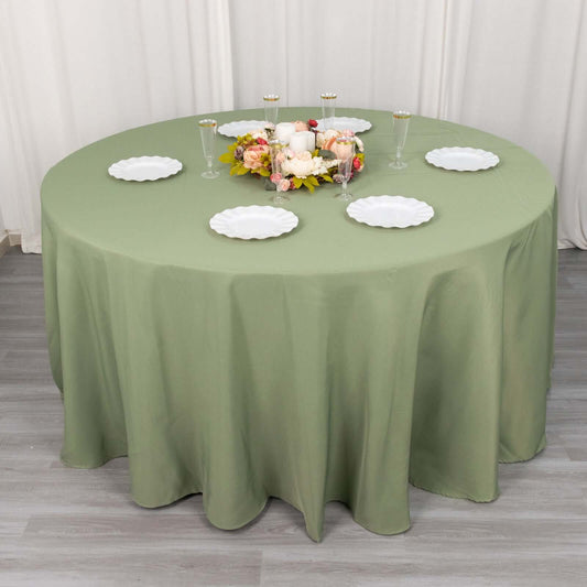 Premium Polyester 120" Round Tablecloth Dusty Sage Green - Seamless 220GSM Wrinkle - Resistant Table Cover - Bell Racket Store