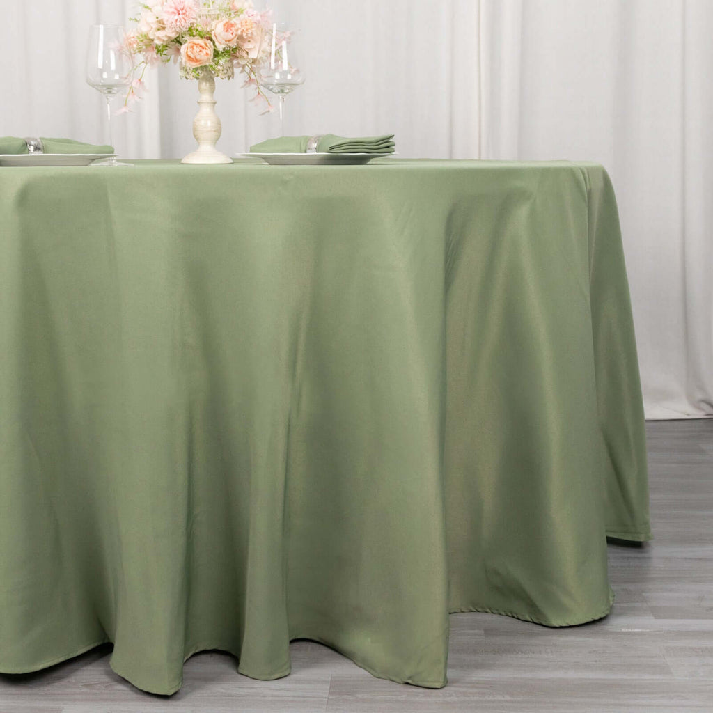 Premium Polyester 120" Round Tablecloth Dusty Sage Green - Seamless 220GSM Wrinkle - Resistant Table Cover - Bell Racket Store