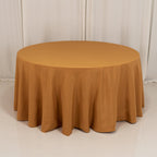 Premium Polyester 120" Round Tablecloth Gold - Seamless 220GSM Wrinkle - Resistant Design for Classy Events - Bell Racket Store