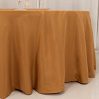 Premium Polyester 120" Round Tablecloth Gold - Seamless 220GSM Wrinkle - Resistant Design for Classy Events - Bell Racket Store