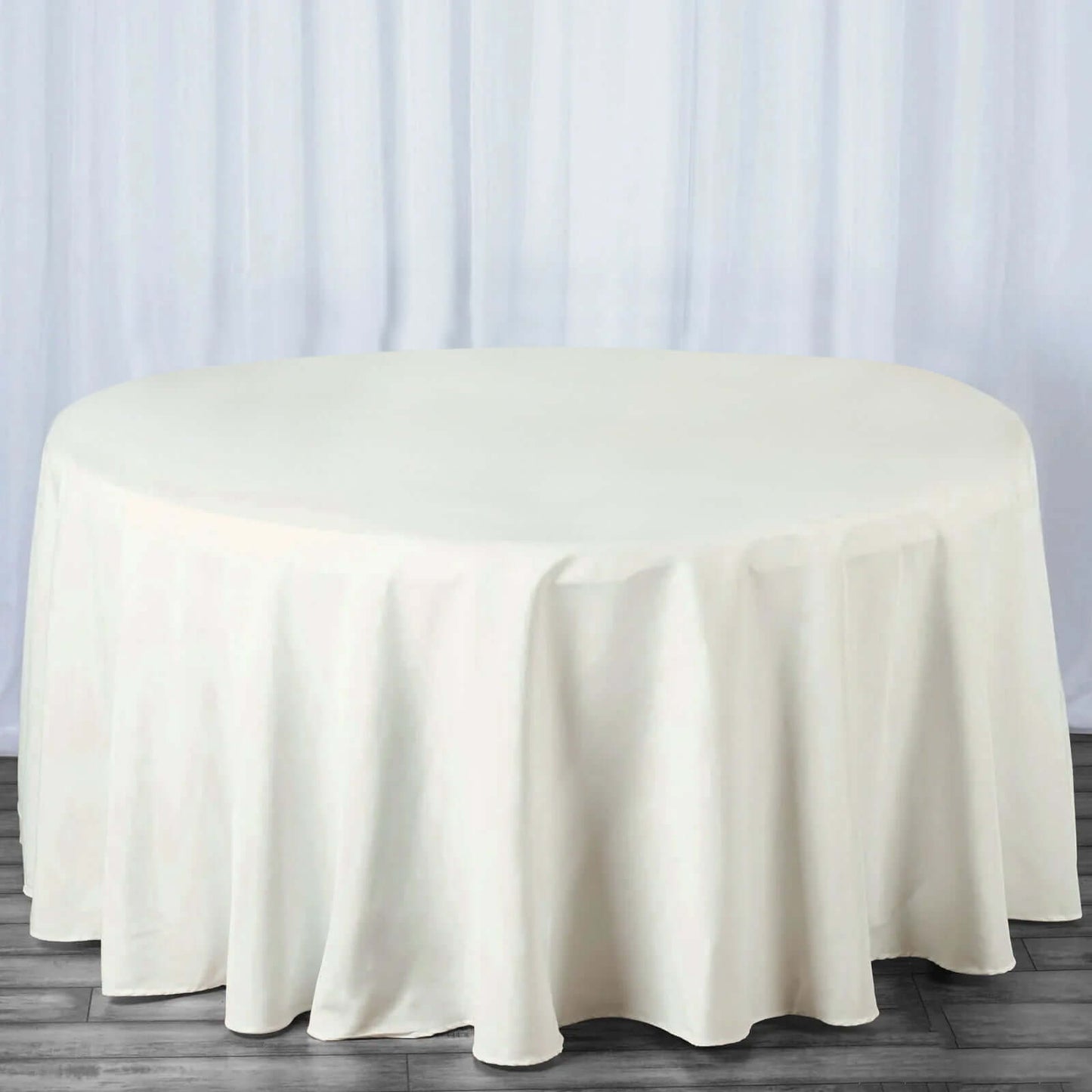 Premium Polyester 120" Round Tablecloth Ivory - Seamless 220GSM Wrinkle - Resistant Design Table Cover - NestOCart