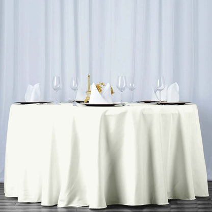 Premium Polyester 120" Round Tablecloth Ivory - Seamless 220GSM Wrinkle - Resistant Design Table Cover - NestOCart