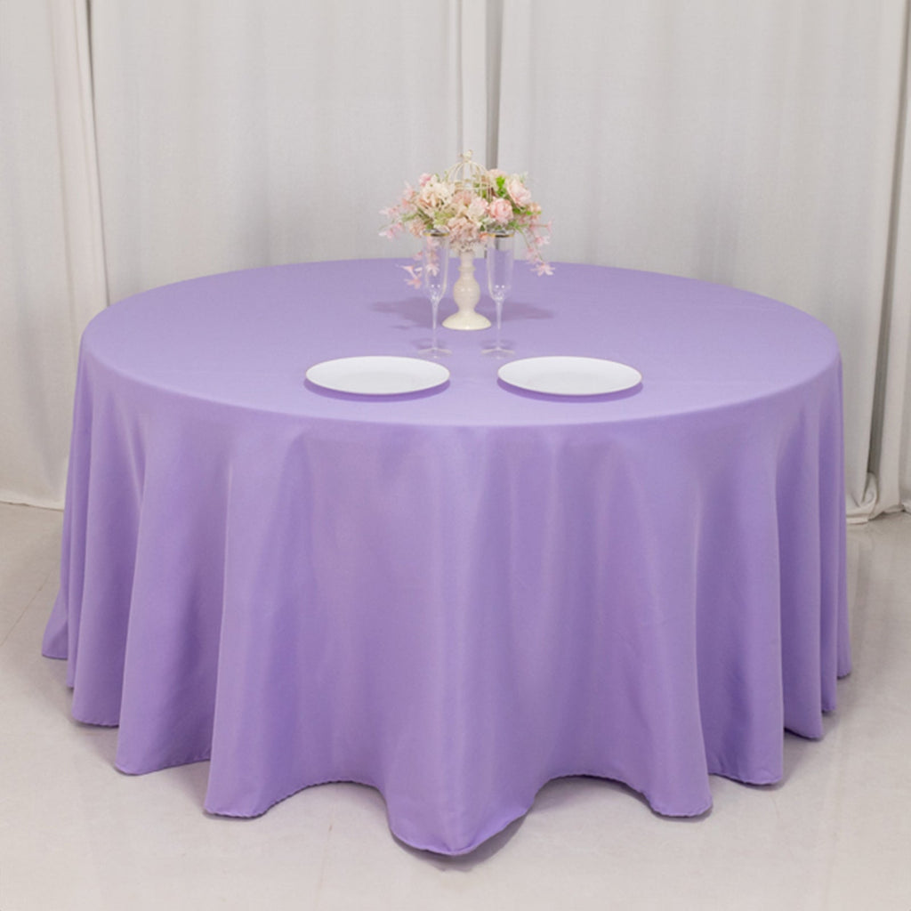Premium Polyester 120" Round Tablecloth Lavender Lilac - Seamless 220GSM Wrinkle - Resistant Table Cover - Bell Racket Store