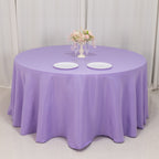 Premium Polyester 120" Round Tablecloth Lavender Lilac - Seamless 220GSM Wrinkle - Resistant Table Cover - Bell Racket Store